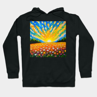 Fantasy cartoon Wildflowers Sunset Hoodie